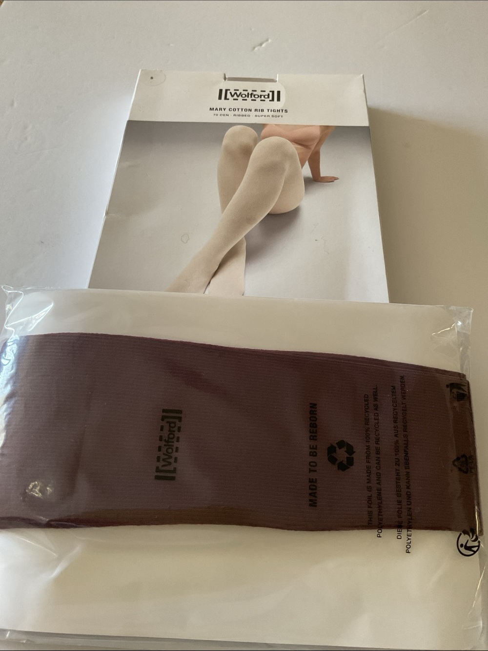 WOLFORD 15034 MARY COTTON RIB TIGHTS IN PORT ROYALE SMALL NWT